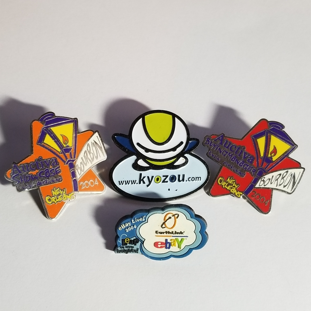 Enamel pin lot of 4 reseller convention Ebay Live Kyozou EarthLink y2k 2004